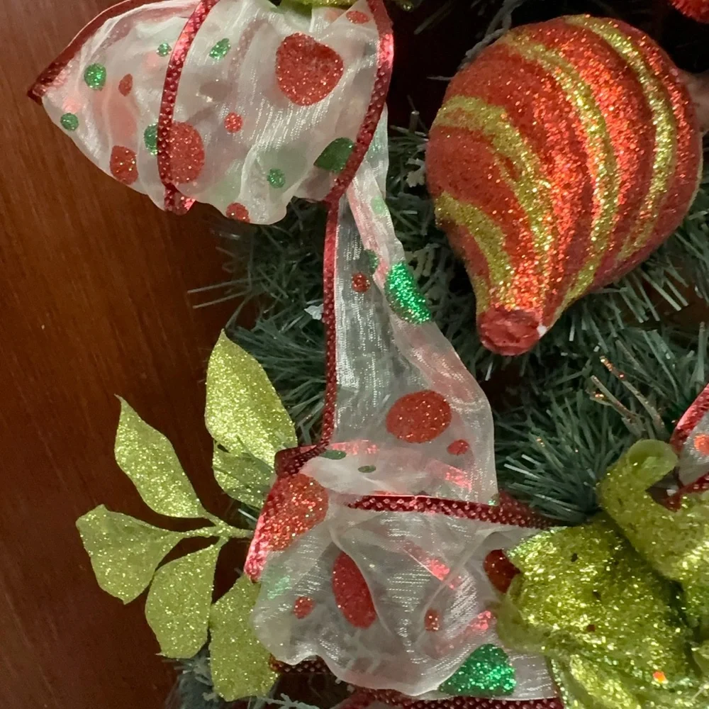 Home interiors Festive Green and Red Holiday Door Swag